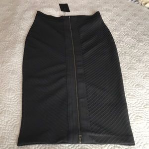Zara Zip-front Midi Skirt